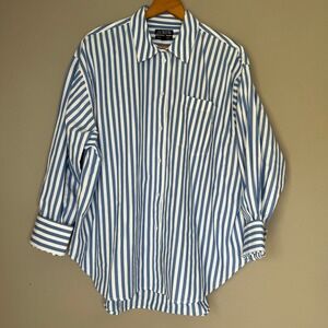 J. Crew Blue and White Striped Button Down Shirt